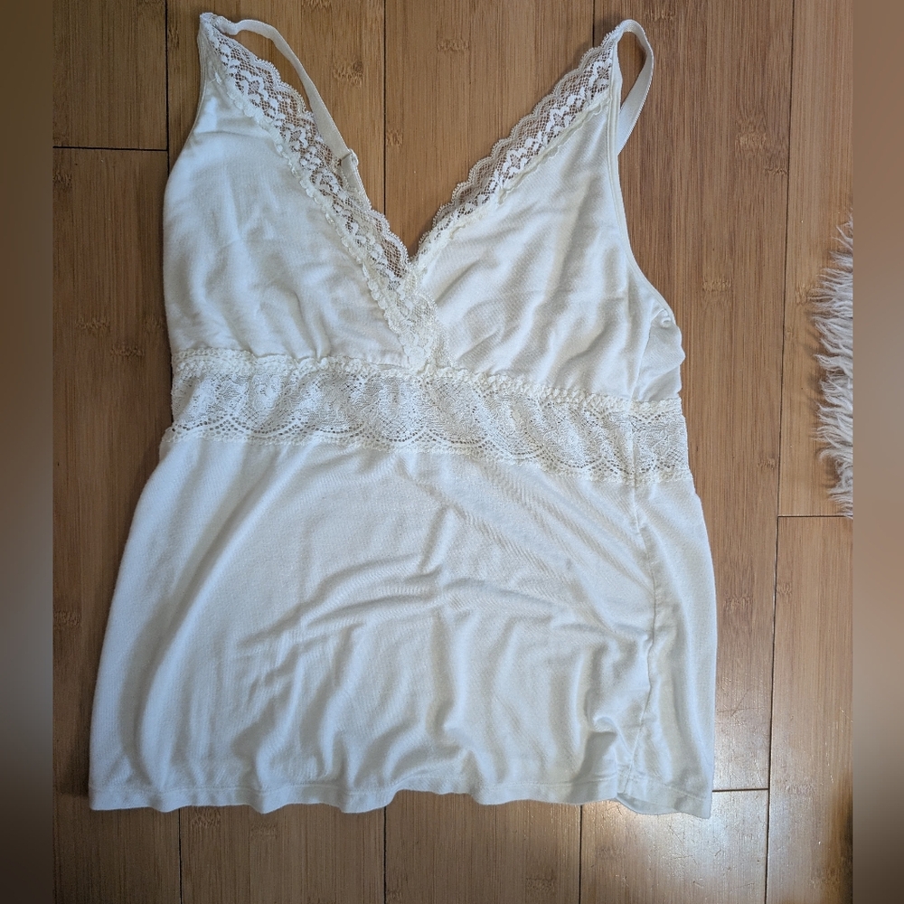 AnaOno Mastectomy Pocketed Lace Camisole Bra Ivory Size Medium - Picture 2 of 6